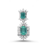 5.64ct G SI 14K White Gold Diamond & Natural Emerald Gemstones Pendant