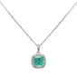 <span style="color:purple">SPECIAL!</span>1.52ct G SI 14K White Gold Diamond & Emerald Gemstones Pendant Necklace 18" Long