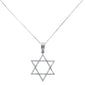 <span style="color:purple">SPECIAL!</span> .24ct G SI 14K White Gold Diamond Star of David Pendant Necklace 18" Long Chain