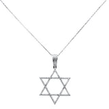 <span style="color:purple">SPECIAL!</span> .24ct G SI 14K White Gold Diamond Star of David Pendant Necklace 18" Long Chain