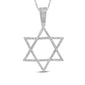 <span style="color:purple">SPECIAL!</span> .24ct G SI 14K White Gold Diamond Star of David Pendant Necklace 18" Long Chain