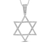 <span style="color:purple">SPECIAL!</span> .24ct G SI 14K White Gold Diamond Star of David Pendant Necklace 18" Long Chain