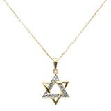 <span style="color:purple">SPECIAL!</span>.12ct G SI 14K Yellow Gold Diamond Star of David Pendant Necklace 18" Long Chain