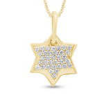 .13ct G SI 14K Yellow Gold Diamond Star Pendant Necklace 18" Long Chain