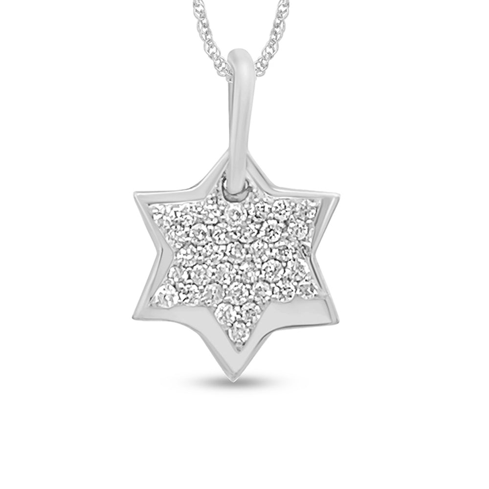 Collar con colgante de estrella de diamante de oro blanco de 14K con 0,13 ct G SI y cadena de 18 pulgadas de largo