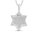 Collar con colgante de estrella de diamante de oro blanco de 14K con 0,13 ct G SI y cadena de 18 pulgadas de largo