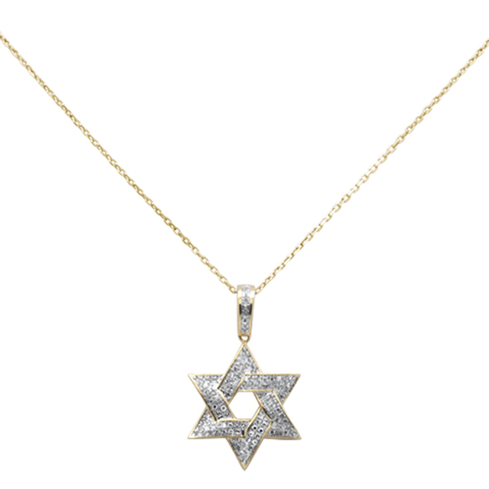 <span style="color:purple">¡ESPECIAL!</span> .26ct G SI 14K Oro Amarillo Diamante Estrella de David Colgante Collar Cadena de 18" de Largo
