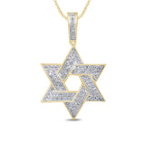 <span style="color:purple">¡ESPECIAL!</span> .26ct G SI 14K Oro Amarillo Diamante Estrella de David Colgante Collar Cadena de 18" de Largo