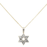 <span style="color:purple">¡ESPECIAL!</span> .26ct G SI 14K Oro Amarillo Diamante Estrella de David Colgante Collar Cadena de 18" de Largo
