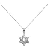 .26ct G SI 14K White Gold Diamond Star of David Pendant Necklace 18" Long Chain