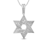 .26ct G SI 14K White Gold Diamond Star of David Pendant Necklace 18" Long Chain