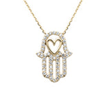 .33ct G SI 14K Yellow Gold Diamond Evil Eye Pendant Necklace 16+2" Ext