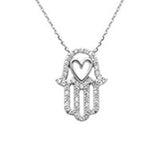 .27ct G SI 14K White Gold Diamond Evil Eye Pendant Necklace 16+2" Ext