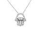 <span style="color:purple">SPECIAL!</span>.26ct G SI 14K White Gold Diamond Evil Eye Pendant Necklace 16+2" Ext