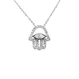 <span style="color:purple">¡ESPECIAL!</span>.26 ct G SI Oro Blanco de 14K Diamante Collar con Colgante Ojo Turco 16+2" Ext