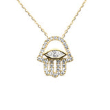 <span style="color:purple">¡ESPECIAL!</span>.26ct G SI 14K Oro Amarillo Diamante Mal de Ojo Colgante Collar 16+2" Ext