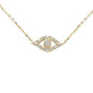 .07ct G SI 14K Yellow Gold Diamond Evil Eye Pendant Necklace 16+2" Ext