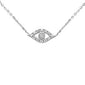 .07ct G SI 14K White Gold Diamond Evil Eye Pendant Necklace 16+2" Ext