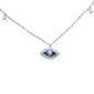 .08ct G SI 14K White Gold Diamond Blue Enamel Evil Eye Pendant Necklace 16+2" Ext