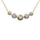 <span style="color:purple">¡ESPECIAL!</span> Collar con colgante de diamantes de oro amarillo de 14 quilates, 5 piedras, 0,13 ct G SI, 16+2" de extensión