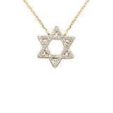 .13ct G SI 14K Yellow Gold Diamond Star of David Pendant Necklace 16+2" Ext