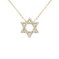 .22ct G SI 14K Yellow Gold Diamond Star of David Pendant Necklace 16+2" Ext