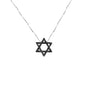 .26ct G SI 14K White Gold Black Diamond Star of David Pendant Necklace 16+2" Ext