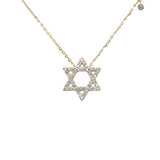 .15ct G SI 14K Yellow Gold Diamond Star of David Pendant Necklace 16+2" Ext