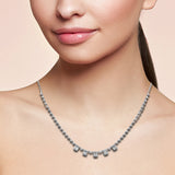 1.47ct G SI 14K White Gold Diamond Round & Baguette Pendant Necklace 16+2" Ext