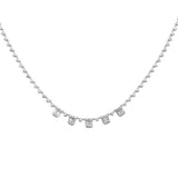 1.47ct G SI 14K White Gold Diamond Round & Baguette Pendant Necklace 16+2" Ext