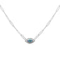 <span style="color:purple">SPECIAL!</span> .16ct G SI 14K White Gold Diamond Evil Eye Enamel Paper Clip Pendant Necklace 18" Long