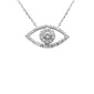 .25ct G SI 14K White Gold Diamond Evil Eye Pendant Necklace 16+2" Ext