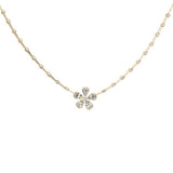 .32ct G SI 14K Yellow Gold Diamond Flower Pendant Necklace 18" Long