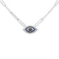 <span style="color:purple">SPECIAL!</span> .18ct G SI 14K White Gold Diamond Evil Eye Enamel Paper Clip Pendant Necklace 18" Long