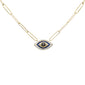 <span style="color:purple">SPECIAL!</span> .18ct G SI 14K Yellow Gold Diamond Evil Eye Enamel Paper Clip Pendant Necklace 18" Long