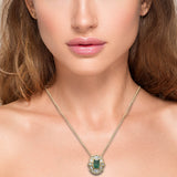 <span style="color:purple">SPECIAL!</span> .78ct G SI 14K Yellow Gold Diamond & Emerald Gemstone Pendant Necklace 16+2" Ext