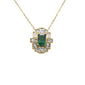 <span style="color:purple">SPECIAL!</span> .88ct G SI 14K Yellow Gold Diamond & Emerald Gemstone Pendant Necklace 16+2" Ext