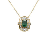 <span style="color:purple">SPECIAL!</span> .78ct G SI 14K Yellow Gold Diamond & Emerald Gemstone Pendant Necklace 16+2" Ext
