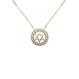.08ct G SI 14K Yellow Gold Diamond Star of David Pendant Necklace 16+2" Ext
