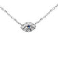 .06ct G SI 14K White Gold Diamond & Blue Sapphire Gemstones Petite Evil Eye Pendant Necklace 16+2" Ext