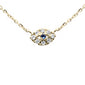 .06ct G SI 14K Yellow Gold Diamond & Blue Sapphire Gemstones Petite Evil Eye Pendant Necklace 16+2" Ext