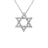 .17ct G SI 14K White Gold Diamond Star of David Pendant 18" long Chain