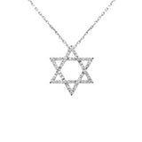 .23ct G SI 14K White Gold Diamond Star of David Pendant 18" long Chain