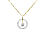 .20ct G SI 14K Yellow Gold Diamond Dancing Pendant Necklace 18" long Chain