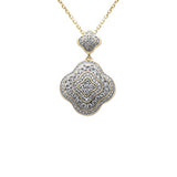 .26ct G SI 14K Yellow Gold Diamond Clover Pendant Necklace 18" long Chain