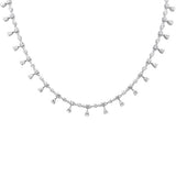 <span style="color:purple">SPECIAL!</span> 5.88ct G SI 14K White Gold Diamond Multi Shape Pendant Necklace 14+2" Ext Long