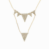 .22ct G SI 14K Yellow Gold Diamond Multiple Triangle Shapes Pendant Necklace 18" long Chain