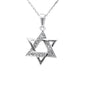 <span style="color:purple">SPECIAL!</span> .11ct G SI 14K White Gold Diamond Star of David Pendant Necklace 18" Long