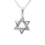 .11ct G SI 14K White Gold Diamond Star of David Pendant Necklace 18" Long