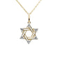 .18ct G SI 14K Yellow Gold Diamond Star of David Pendant Necklace 18" Long